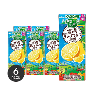 日本KAGOME可果美 混合蔬果 宮崎葡萄柚&日向夏柑風味 195ml *6【6份超值裝】【季節限定】【補充一日份維生素C】