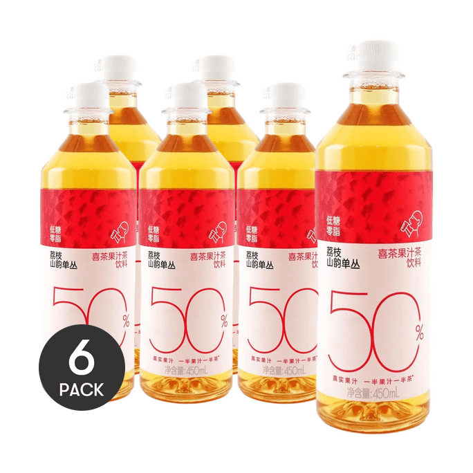 喜茶 荔枝山韵单丛果汁茶饮料 450ml *6【6份超值装】【低卡低糖0脂】