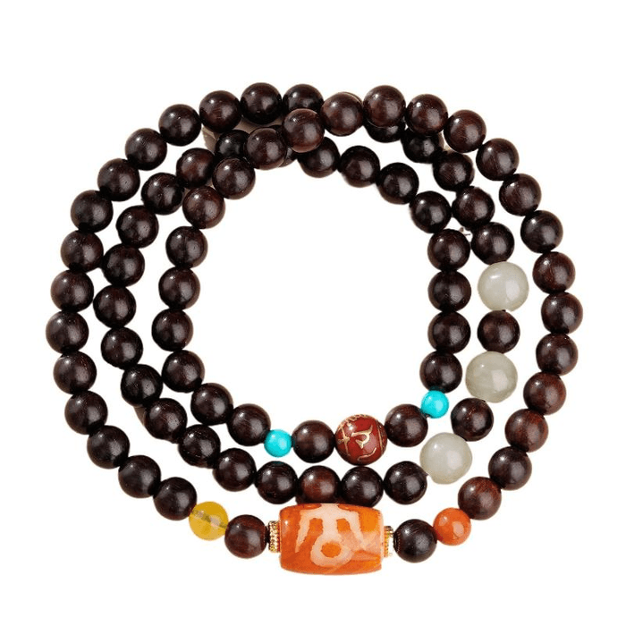 Potala Palace Small Leaf Purple Sandalwood Agate Beads Multiple Circles Hand String Double Circles Long Le Xing 54cm