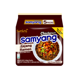 Chacharoni Jjajang Ramen - Instant Noodles in Black Bean Sauce, 5 Packs* 4.93oz