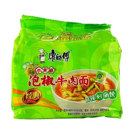 康师傅 方便面 小米椒泡椒牛肉面 5连包 520g【川渝地区限定】【亚米独家】