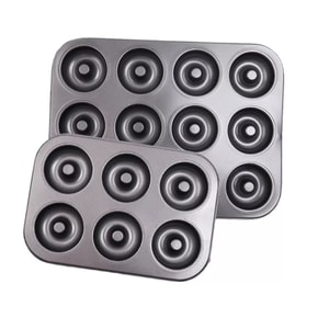 【中国直邮】 RHFJAKA 六连不锈钢甜甜圈模具,烘焙烤盘,可制作单个直径3 3/4英寸(约9.5厘米)的全尺寸甜甜圈或其他烘焙食品,不粘涂层,安全可靠,适合制作自制甜甜圈、百吉饼、饼干和翻糖甜点