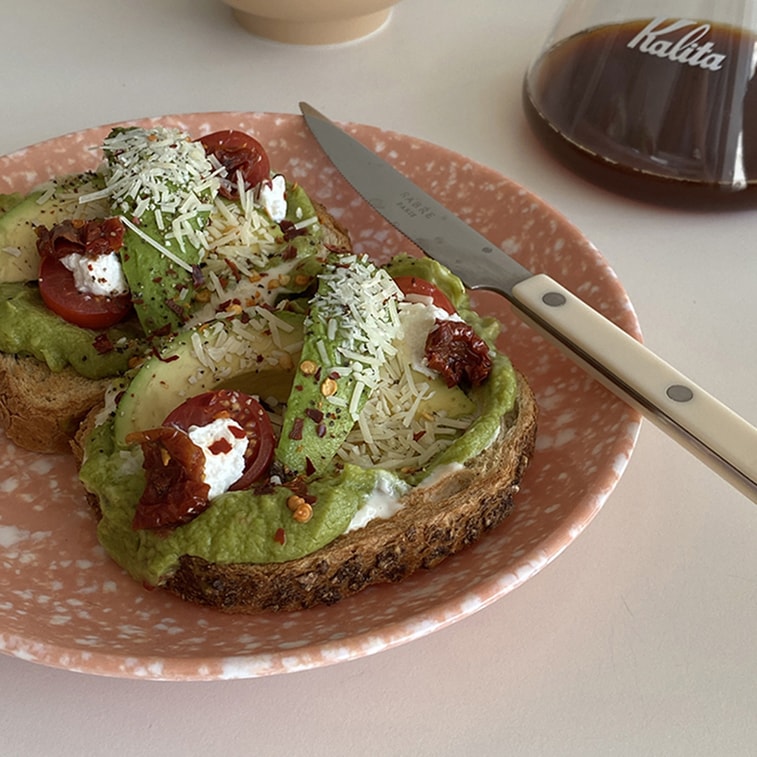 Retro Korean Street Food Bunsik Marble Plate Strawberry 22cm  3