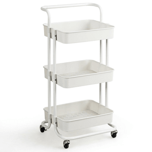 16.5 Inch 3-Tier Utility Cart Storage Rolling Cart With Casters-White