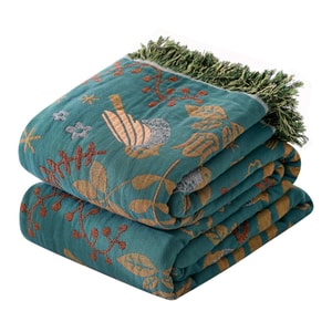 New European And American Four Season Universal Cotton Sofa Cover Cotton Yarn Blanket Spring Bird Style - Blue 150cmx200