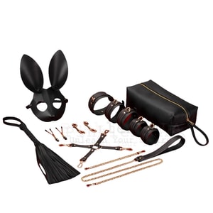 [PinklemonLA] BDSM ラビットマスク プロフェッショナルトレーニングセット 拘束鞭 牽引 12点セット セックス玩具
