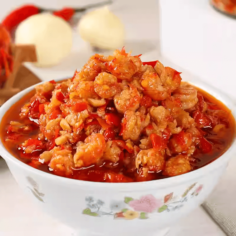 【中國直郵】 三知情 去殼香辣龍蝦醬下飯菜拌飯醬小龍蝦醬蒜蓉醬拌麵即食湖南口味蝦238g