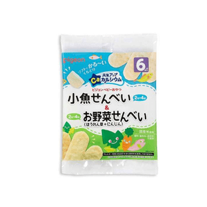 日本 PIGEON 貝親 宝宝輔食零食高鈣仙貝 6 個月+ 蔬菜+小魚味 32g