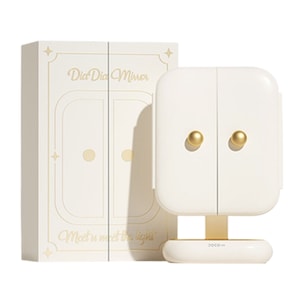 【中国直送】DOCO 化粧鏡 ライト付き LEDミラー 卓上照明付きスマートコスメミラー ビューティーミラー シェルミラー 限定ギフトボックス版 - ストリーマープラチナ 5000mAh 両面ライト付き USB充電