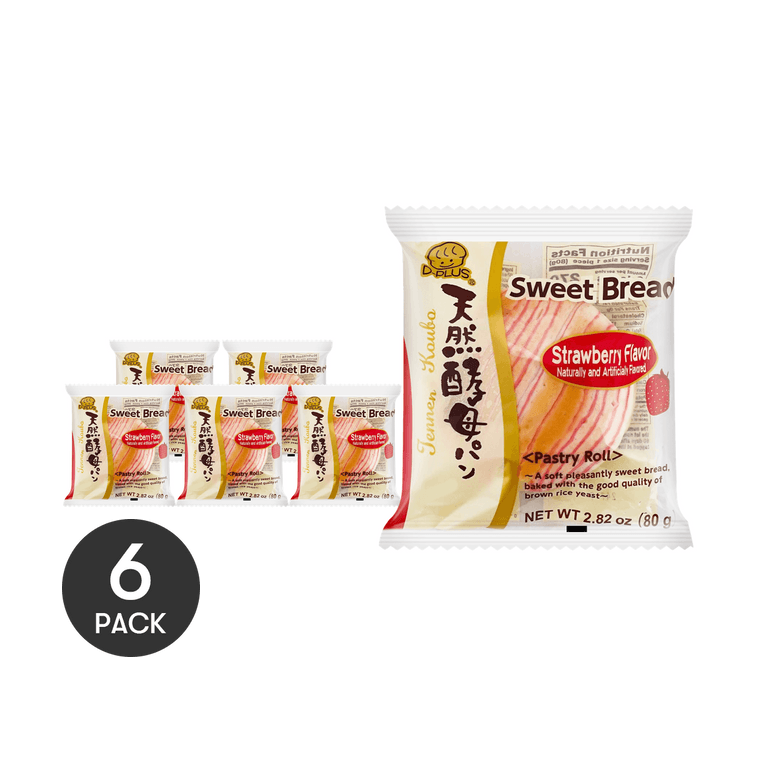 Natural Yeast Baked Wheat Bread ,Japanese Dessert,Strawberry Flavor,2.82 oz*6【6 Pack】 3