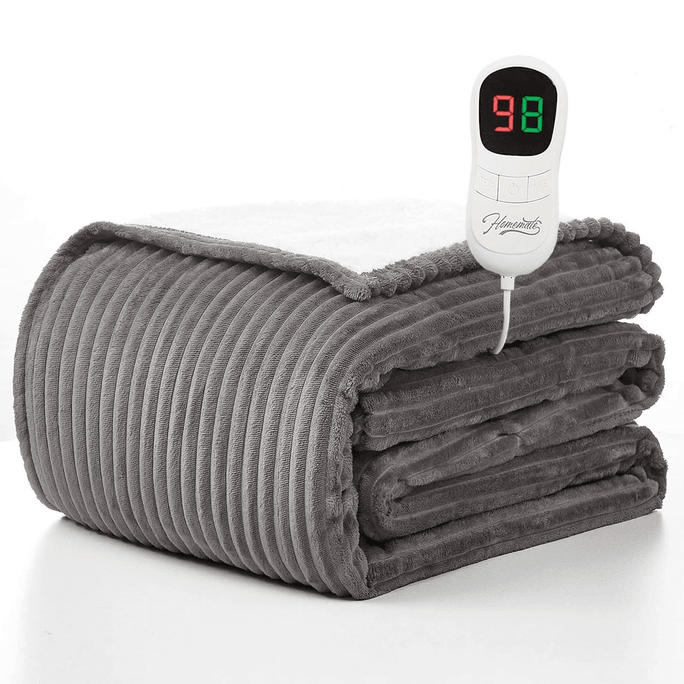 Heated Blanket Electric Throw - 50"x60" Heating Blanket Throw 1/2/4/6/8 Hours Auto-Off 10 Heat Levels Over-Heat Protection Soft Flannel Sherpa Heater 