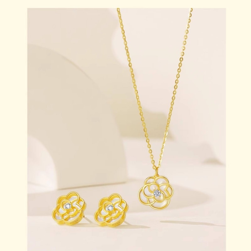 Camellia Shell Necklace Sterling Silver Women's Luxury Design Chic Chanel-Inspired Birthday Gift for Mom Camellia Necklace Single-Piece Set