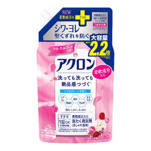 [일본 직배송] 라이온 순한 세탁세제 리필팩 850ml (플로럴향) - 새로운 섬유유연제 성분 함유! 단 한 번의 헹굼만으로도 충분한 순한 세탁세제입니다.