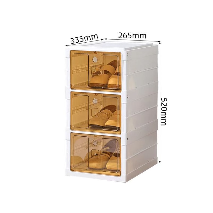Installation free collection and storage cabinet [integrated foldable] transparent brown 1 row 3 floors 3 doors