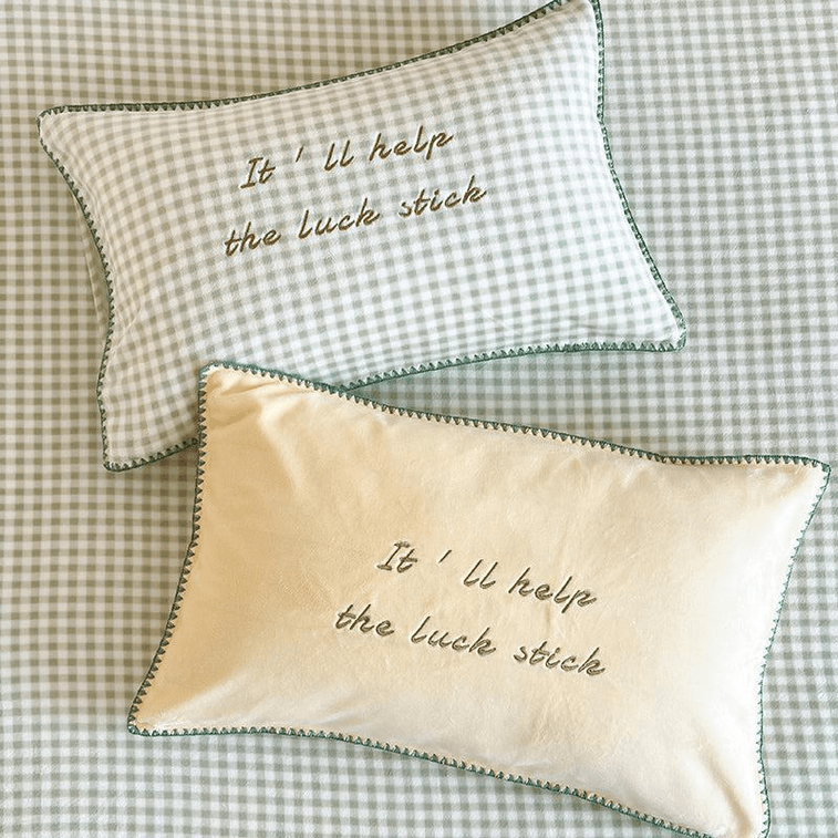 [중국 직배송] 럴러바이 컬러 블록 체크 스트라이프 침구 세트 (4피스) - 포레스트 그린 - 킹사이즈 3