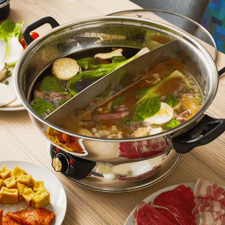 【Low Price Guarantee】5-Qt Stainless Steel Electric Shabu Hot Pot with Lid ASP-610, 1 Year Mfgr Warranty 5