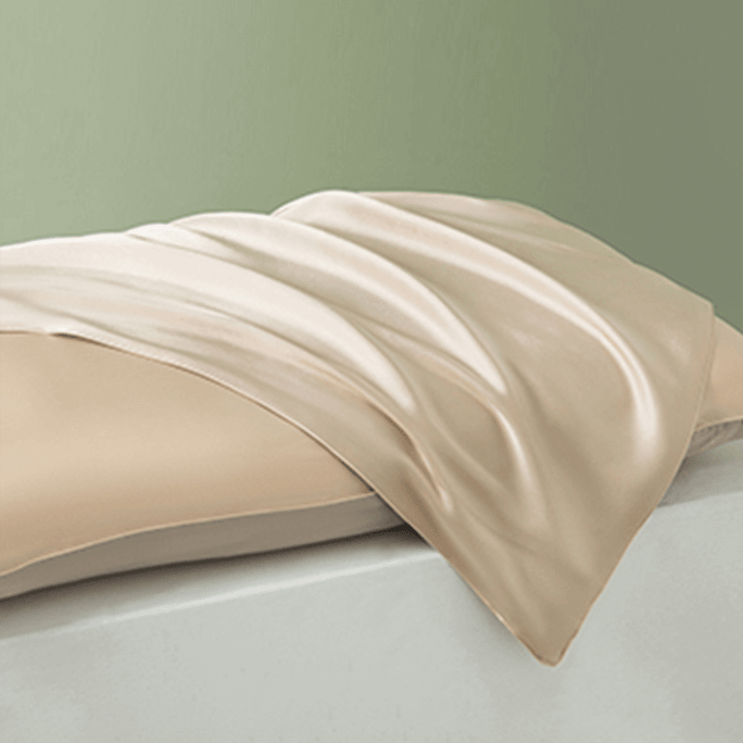 太湖雪 16姆米100%桑蠶絲單面真絲枕套絲綢簡約經典純色枕頭套一裝 #典雅金 48x74cm
