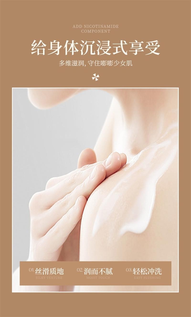 【中国直邮】 韩伦美羽 焕采白泥素颜身体膜 补水保湿清爽提亮烟酰胺身体乳膜 300ml/袋