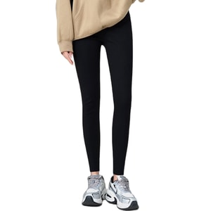 【中国直邮】 HSPM 休闲通勤常规款高腰塑形显瘦高弹小脚打底裤 黑色春秋款  S