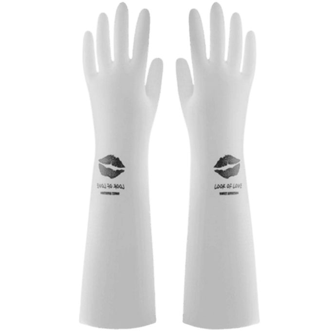 Kitchen latex thickened wear-resistant waterproof clean dishes laundry gloves rubber lip prints 5 pairs