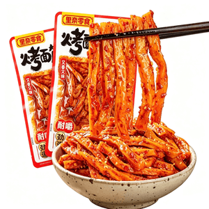 里奈 香辣味烤面筋条 烤面筋 辣条 辣片 牛筋棒 102g*2包【204g】 豆制品 解馋零食【劲道好吃】