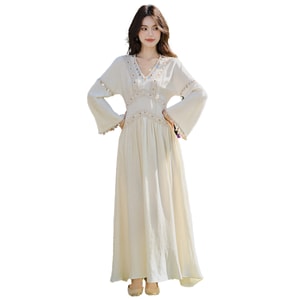 New Ethnic Vacation New Chinese Palace Style Dress White M