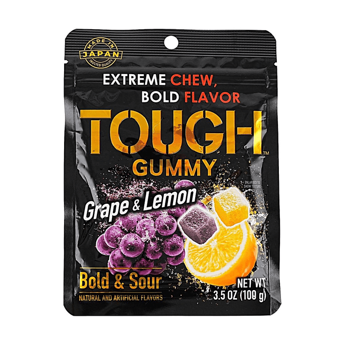 Tough Gummy Candy, Grape & Lemon, 3.5 oz【Bold & Sour Cube Gummy】