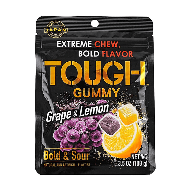 日本KABAYA卡巴也TOUGH GUMMY劲道软糖葡萄&柠檬味+热带水果&柑橘&可乐