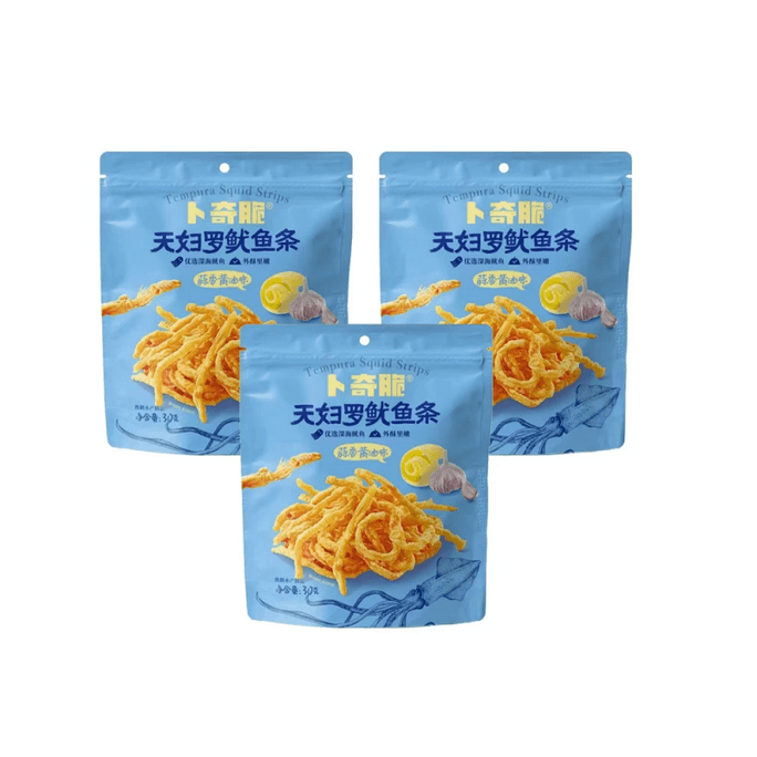 【中国直邮】 卜奇脆 天妇罗脆皮鱿鱼条蒜香黄油味30g*1袋