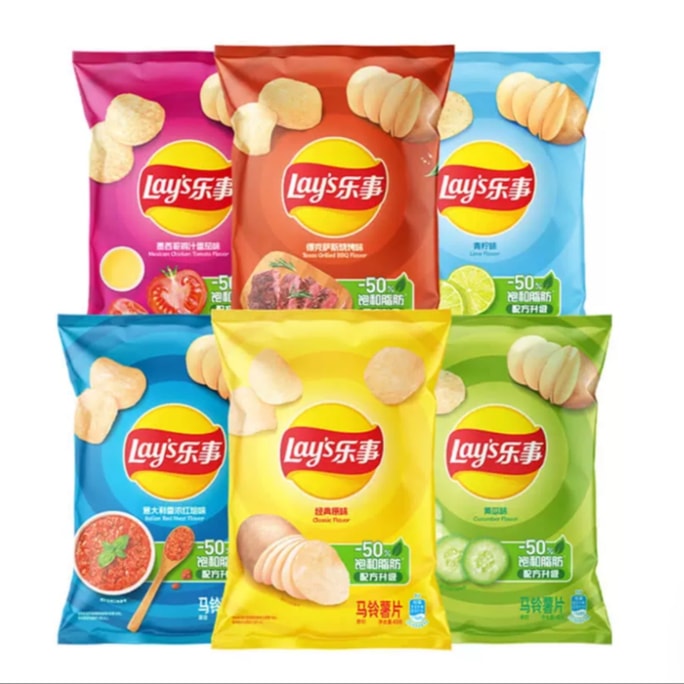 レイズ ポテトチップス オリジナルカット ミックスフレーバー スナックパケット（6袋、40g）