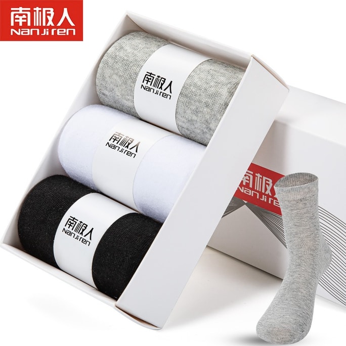 Cotton mid-calf spring business solid colour socks sweat-absorbent breathable one size 3 mixed colours three pairs