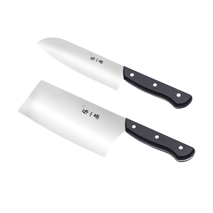 张小泉 厨房刀具套装 不锈钢菜刀 切片刀+小厨刀两件套 19cm