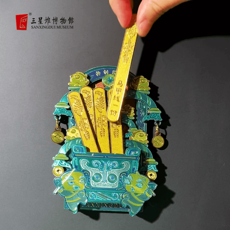 中国直邮】 三星堆博物馆文创青铜神树好运签冰箱贴1贴赠幸运签5支- 亚米