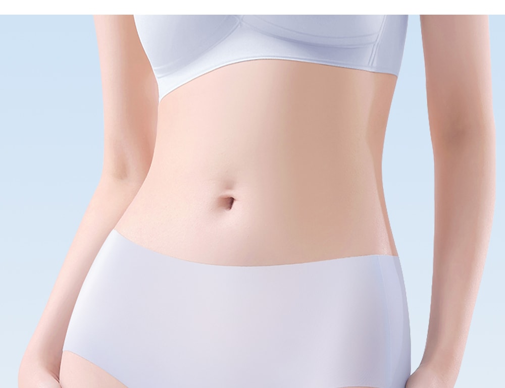 【中国直邮】 草本初色 无痕内裤 冰丝面料 中腰三角裤 3条装 香草白+米肤+嫩绿色 M