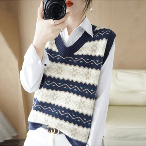 Chinese style cashmere V-neck versatile vest