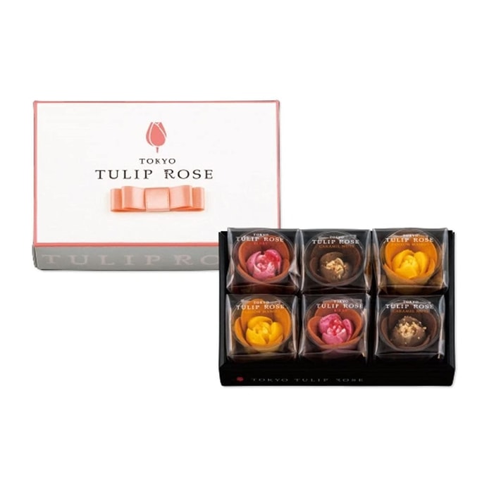 [Japan Post] Tulip Rose Valentine's Day Gift Cream Flower Cookies 6 pieces