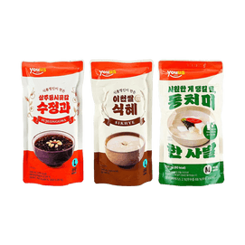 韩国YOU US友施 甜米露+肉桂柿子生姜茶+韩式萝卜泡菜汤风味饮料 910ml 【3袋组合装】【清爽解腻】【便利店人气同款】