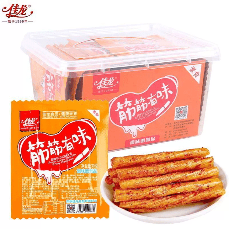 【中國直郵】 佳龍 辣條筋筋有味懷舊小包裝麻辣兒時休閒零食解饞麵筋牛筋 18g*5袋 3