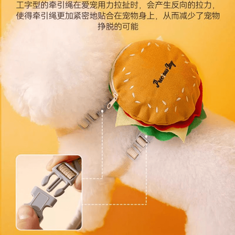Backpack Leash, Small Pet Letter Hamburger Backpack, Size L, 14*20 Pounds, 150cm*1 Piece 3