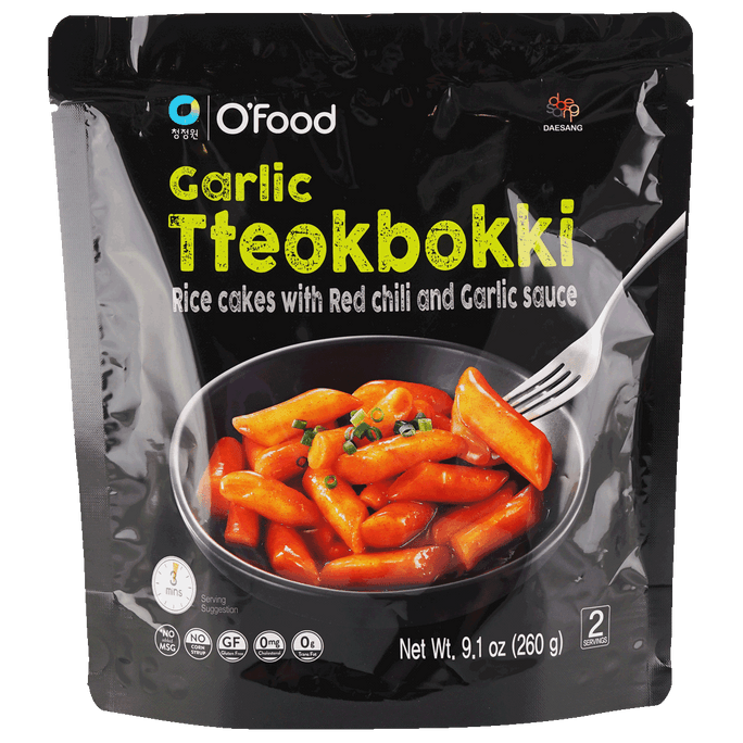 Garlic Tteokbokki - Rice Cakes with Red Chili & Garlic Sauce, 9.1oz