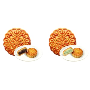 恩点 斑斓风味芝士鲜椰馅月饼&浓情巧克力味月饼 80g*2 160g 【传统手工】  【斑斓椰丝清香】【丝滑巧克力馅】经典广式中秋风味月饼