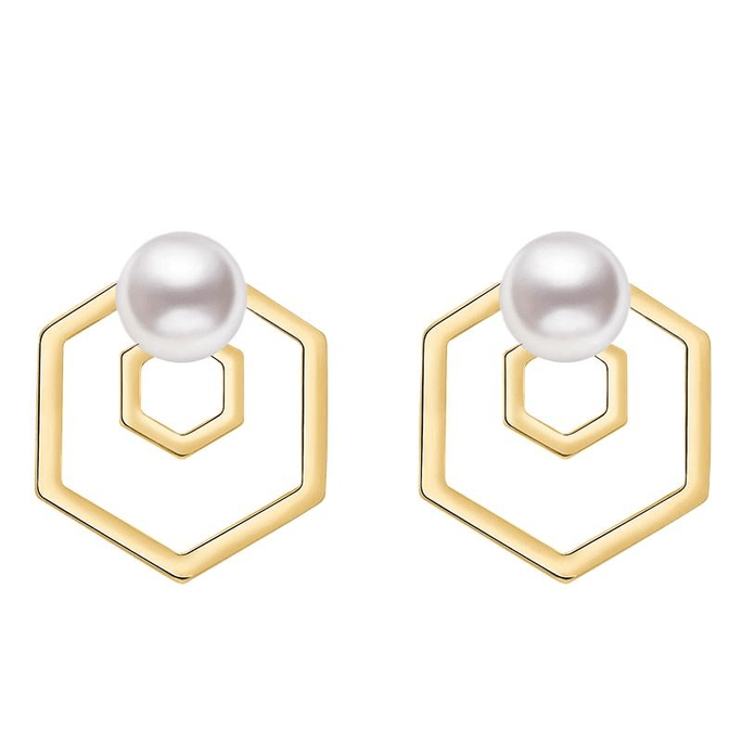 Hexagonal Flower Window Earrings Fashion Accessories Original Design Jewelry 1.2 * 1.4cm