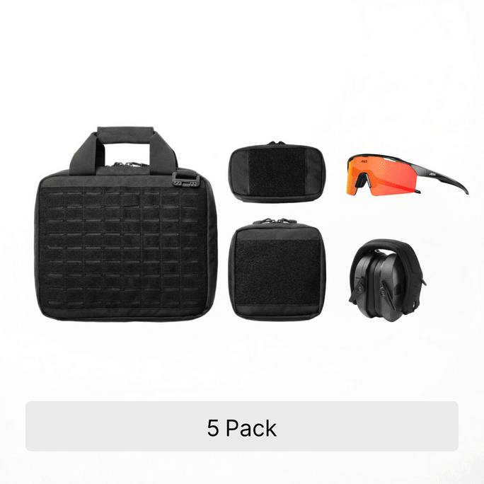 Black Tactical Range Bag Set with Goggles & Noise-Cancelling Headphone, Solo Kit
