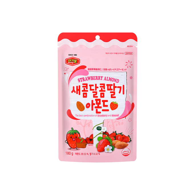 韩国MURGERBON美甘宝 酸甜草莓扁桃仁 180g【满满草莓味】