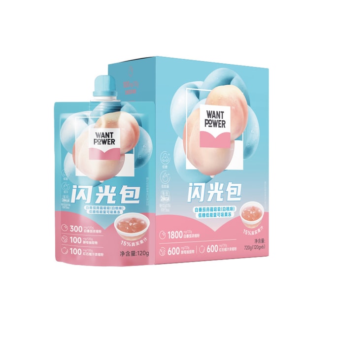 원트파워 화이트 토마토 & 곤약 젤리 (배송팩) - 120g/6팩 [저에너지, 저당]