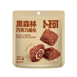 【中国直邮】 卜珂 黑森林巧克力威化饼干夹心脆可可酥脆办公室解馋休闲小零食品88g*1