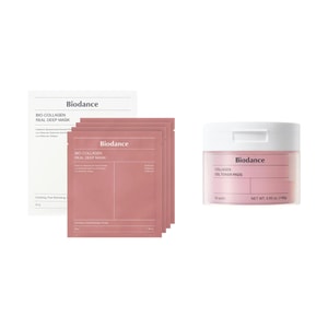 Bio-Collagen Real Deep Mask, 4pcs + Collagen Gel Toner Pads, Pink - Pores/Elasticity, 60pcs【Value Pack】