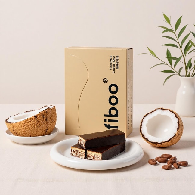 FIBOO 高蛋白双层蛋白棒 饱腹零食抗饿神器 5个入 生椰可可味 100kcal/根 低卡 代餐