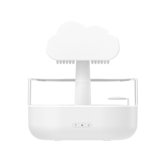 【中国空运直邮】 晶雅家 云朵下雨滴香薰机 USB插电桌面七彩云雨加湿器会下雨的香薰机 白色 1台装