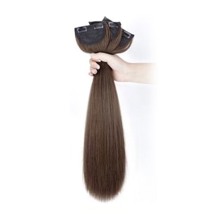 【中國直郵】 HSPM 假髮三片式長髮隱形無痕仿真女長直髮增發量自然蓬鬆接髮片貼片 淺棕色直髮60cm 三片裝